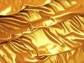 Golden silk satin cloth folds background