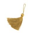 Golden silk tassel isolated on white background for creating graphic concepts