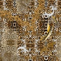 Golden and Silver Baroque on Animals Skin Ready for Textile Prints.