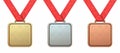 Golden, silver and bronze square medal collection 3D