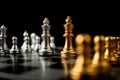 Golden and silver Chess king pieces Invite face to face and There are chess pieces in the background. Concept of competing, Royalty Free Stock Photo