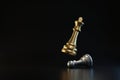 Golden and silver chess piece on dark background with strategy or planning concept. King of chess and business ideas. 3D rendering