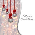 Golden, silver Christmas background with red decorations, baubles Royalty Free Stock Photo
