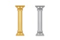 Golden and Silver Classic Greek Column Pedestal. 3d Rendering