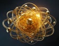 Golden and Silver 3D Rendering of Impression of Atoms with Electrons Royalty Free Stock Photo