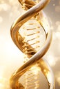 Golden and silver DNA strand - radiant light - scientific discovery and medical marvels concept - generative AI