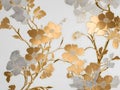 Golden and Silver Flowers Pattern on White Background Royalty Free Stock Photo