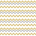 Golden and silver glittering zigzag pattern. Gold Seamless pattern. Repeatable geometric design. Can be used for fabric, wallpaper