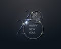 Golden silver 2020 Happy New Year card with premium typography magic texture background. Festive rich premium luxury