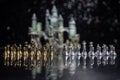 Golden and Silver King chess is last standing in the chess board, Concept of successful business leadership, Confrontation and Royalty Free Stock Photo