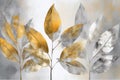 Golden silver leaves art. Generate Ai