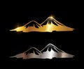 Golden and Silver Mountain Icon Sign Royalty Free Stock Photo