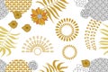 Golden, silver pattern with Japanese art motifs. Royalty Free Stock Photo