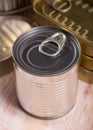 Golden and silver tin cans Royalty Free Stock Photo