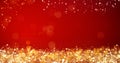 Golden and silver xmas lights on red background for merry christmas or season greetings message,bright decoration Royalty Free Stock Photo