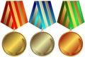 Golden, silvery and bronze medals