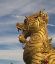 Golden singha lion statue on sky background,Thailand Royalty Free Stock Photo