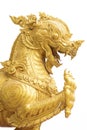 Golden singha lion statue Royalty Free Stock Photo