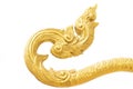 Golden singha lion tail statue Royalty Free Stock Photo