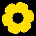 Golden Single Isolated Flat Vector Flower on Black Background.