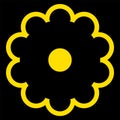 Golden Single Isolated Flat Vector Flower on Black Background