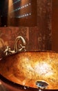 Golden sink in expensive bathroom Royalty Free Stock Photo