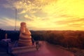 Golden Sitting Buddha Statue Katyayana at Wat Pa Phu Hai Long