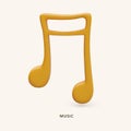 Golden sixteen note. Realistic image of music symbol. Color vector illustration Royalty Free Stock Photo