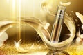 Golden skincare spray ads