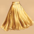 Golden Skirt Illustration With Atmospheric Color Washes Royalty Free Stock Photo