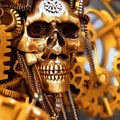 Golden skull with scarlet eyes Royalty Free Stock Photo