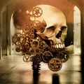 Golden skull with scarlet eyes Royalty Free Stock Photo