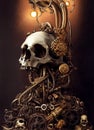 Golden skull with scarlet eyes Royalty Free Stock Photo