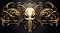 a golden skull with ornate design on a black background Royalty Free Stock Photo