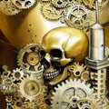 Golden skull with scarlet eyes Royalty Free Stock Photo