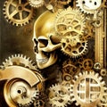 Golden skull with scarlet eyes Royalty Free Stock Photo