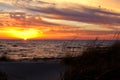 Golden Sky Sunset on Lake Michigan - Michigan USA Royalty Free Stock Photo