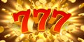 Golden slot machine 777 with flying golden coins wins the jackpot. Big win concept. Royalty Free Stock Photo