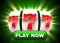 Golden slot machine wins the jackpot. Button play now. Big win concept. Royalty Free Stock Photo