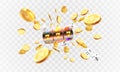 Golden slot machine wins the jackpot Royalty Free Stock Photo