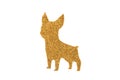 Golden small pet dog made of glitter