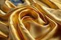 Golden smooth satin or silk texture background. Golden fabric abstract texture. Luxury satin cloth. Silky and wavy folds of silk Royalty Free Stock Photo