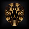 Golden Snake head isolated on black background. Royalty Free Stock Photo