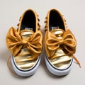 Golden Sneakers With Bows: A Fusion Of Style And Craftsmanship
