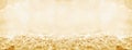 Golden snow, bokeh Christmas panoramic background