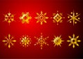 Golden snow crystals Royalty Free Stock Photo