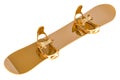 Golden Snowboard with strap-in bindings, 3D rendering