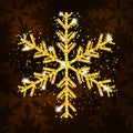 Golden snowflake decoration Christmas and New Year. Xmas background. Template for greeting card, banner or poster. Vector Royalty Free Stock Photo