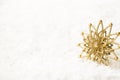 Golden Snowflake White Background, Abstract Gold Snow Flake Royalty Free Stock Photo