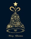 Golden Snowflakes Christmas Jingle Bell Royalty Free Stock Photo